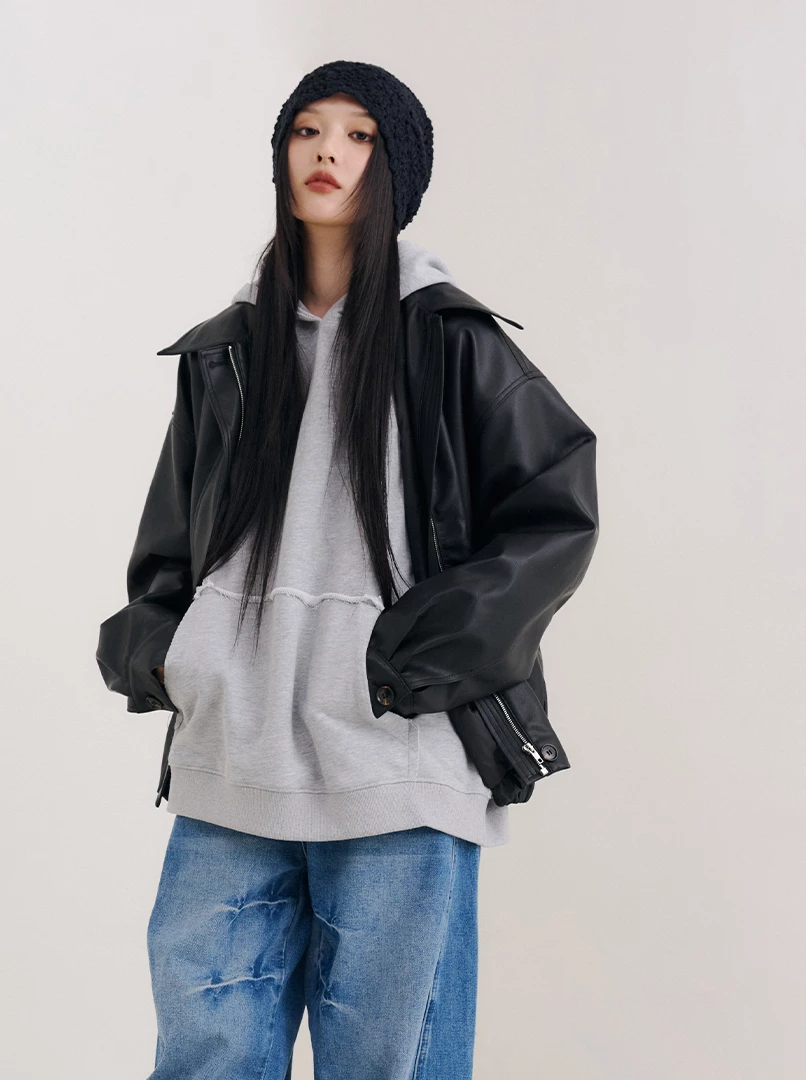 純色連帽隨性大學T