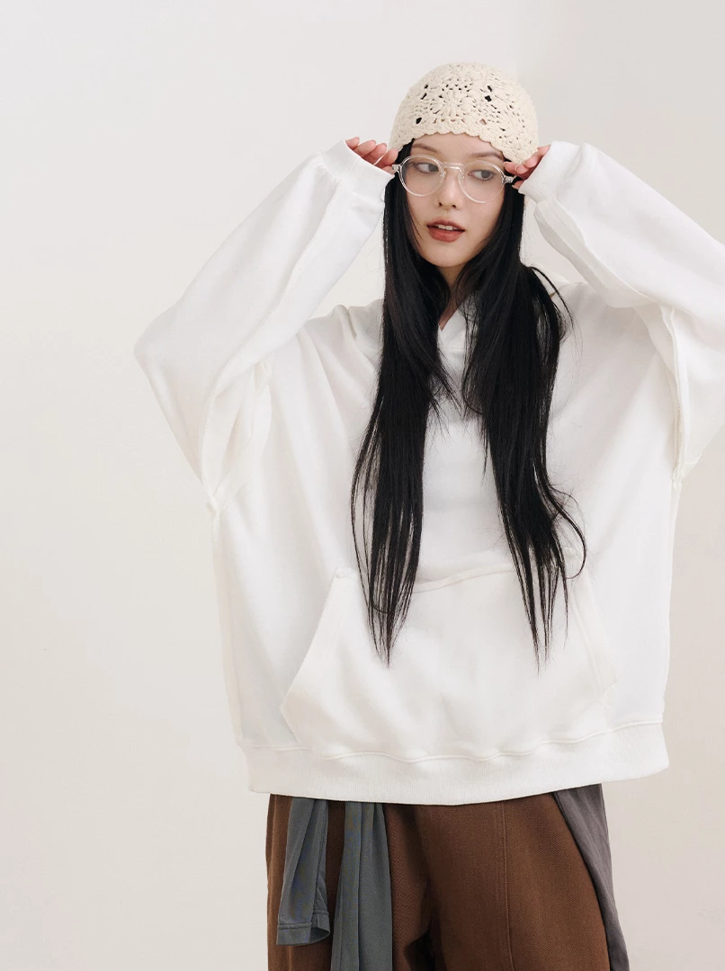 純色連帽隨性大學T