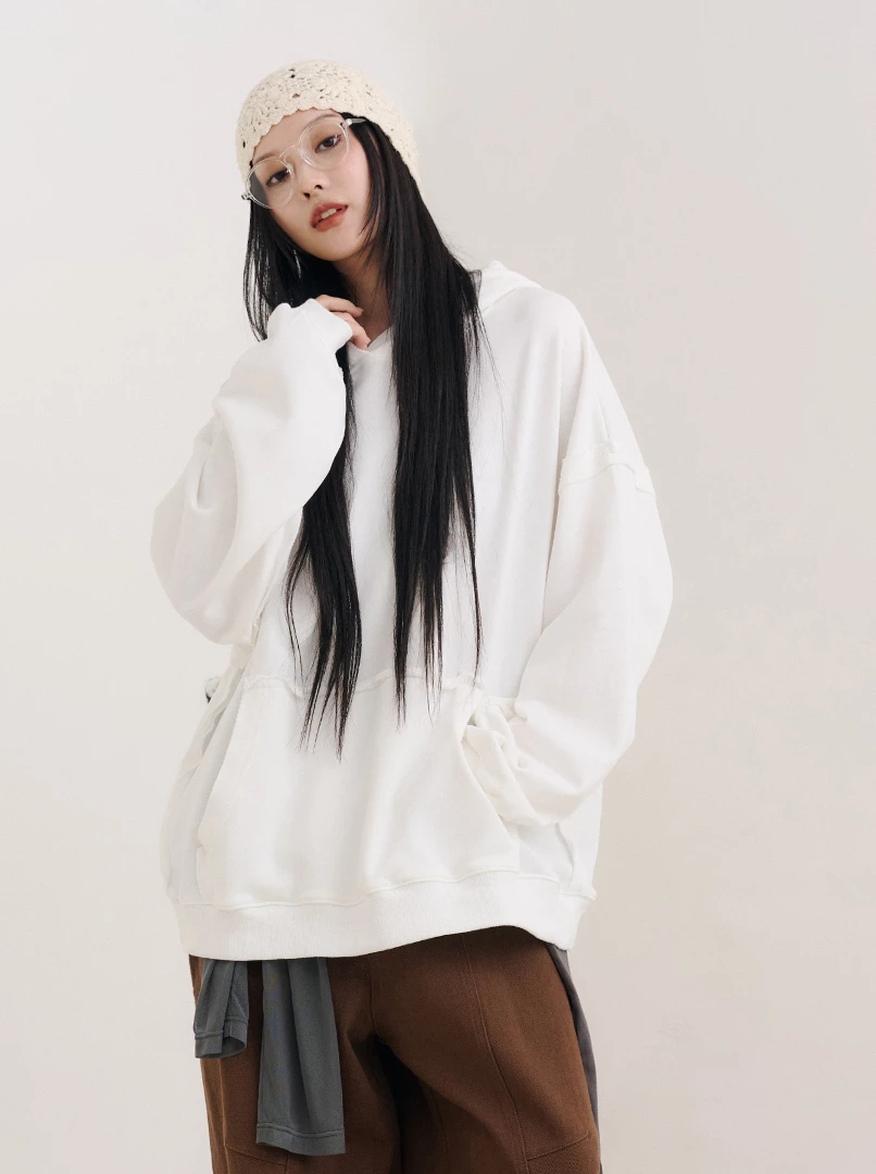 純色連帽隨性大學T