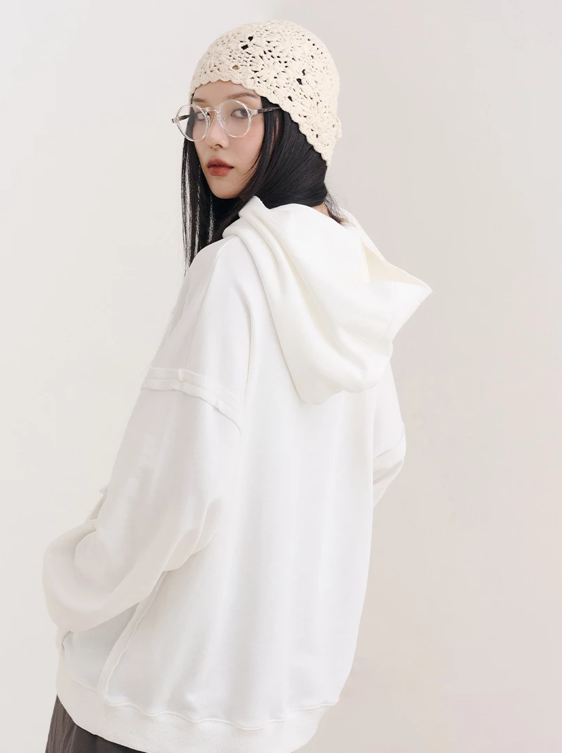 純色連帽隨性大學T