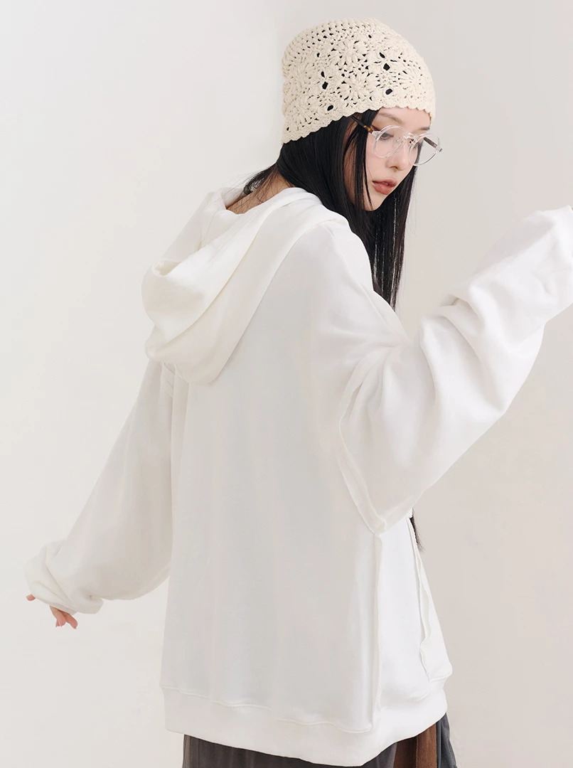 純色連帽隨性大學T