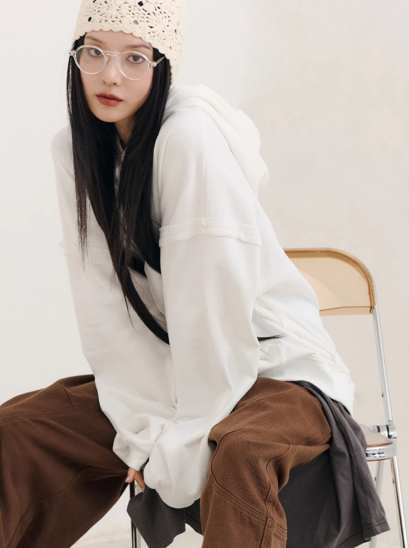 純色連帽隨性大學T