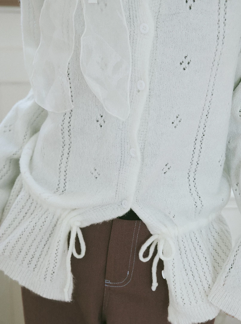 氣質鉤花鏤空抽繩上衣