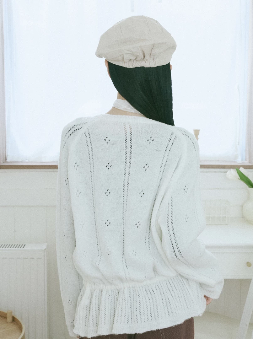 氣質鉤花鏤空抽繩上衣