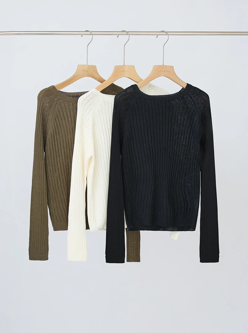 圓領坑條針織上衣